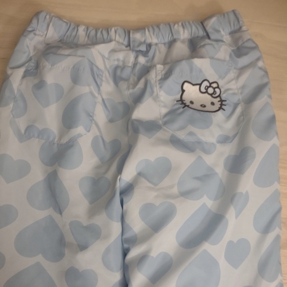 Angel Hello Kitty Forever 21 Y2K Baby Blue Hearts Puffy Juniors Pants Kawaii - Picture 1 of 5